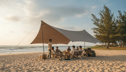 Tente Camping 10 Personnes 14m² Oxford 150D Anti-UV