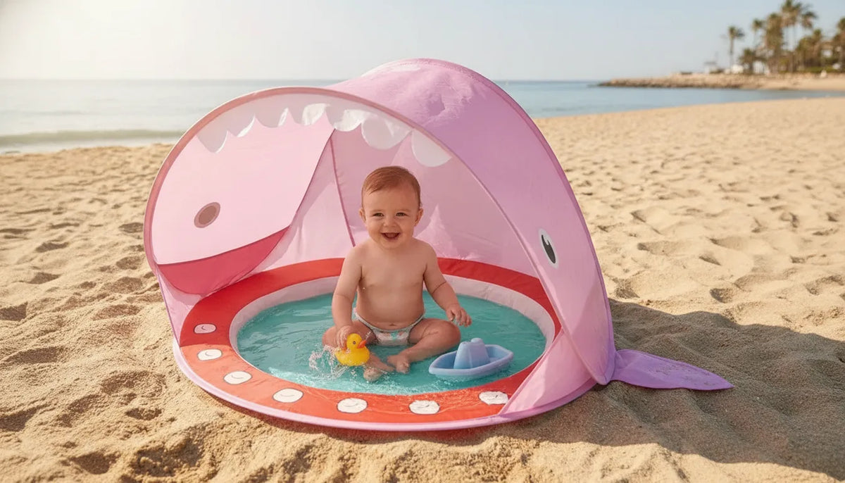 Tente Plage Bébé Pop-Up avec Piscine Intégrée