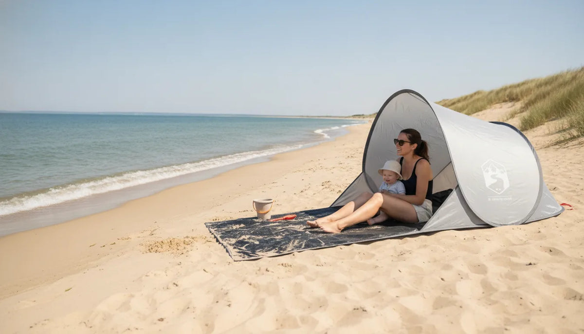 Demi Tente de Plage Pop-Up 2 Secondes Gris