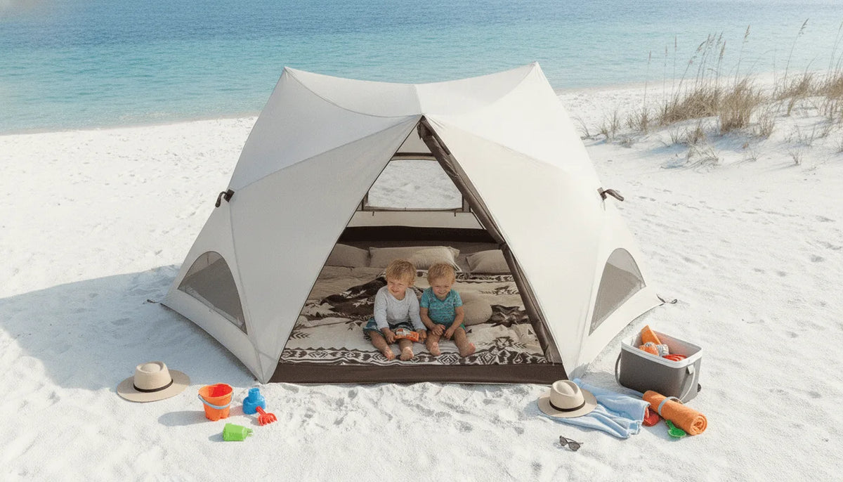 Tente de Plage Familiale XXL - Abri Solaire Automatique