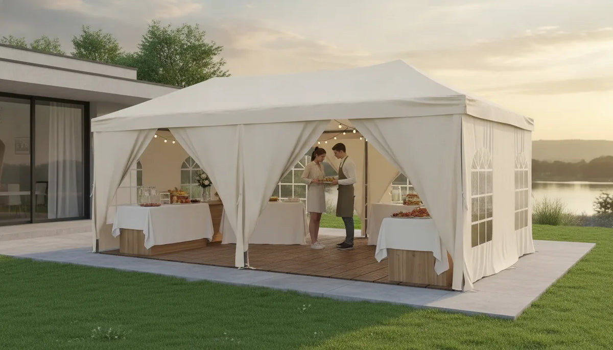Tente de réception pliable 3x6m élégante et résistante