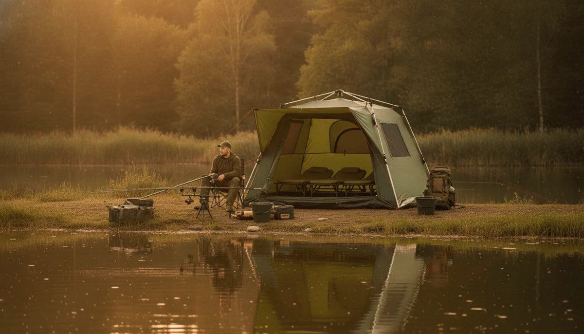 Tente de pêche carpe 4 personnes verte