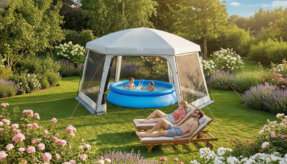 Tente de Piscine Hors Sol - Abri Polyvalent et Protégé