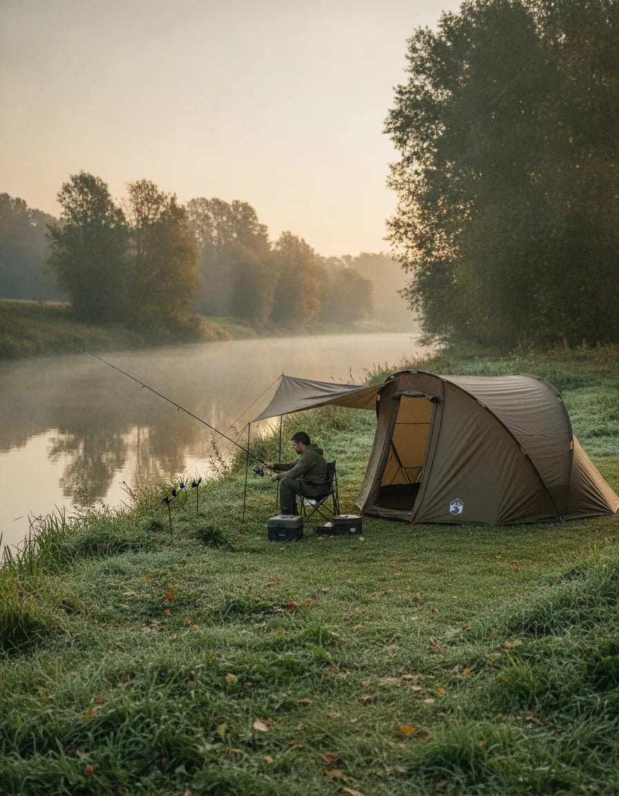Tente de Pêche 5 Personnes Imperméable - Vert Olive