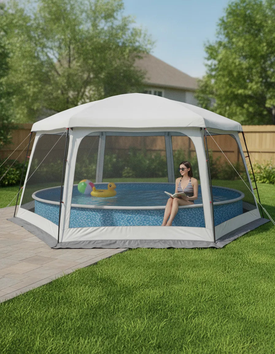 Tente de Piscine Hors Sol - Abri Polyvalent et Protégé