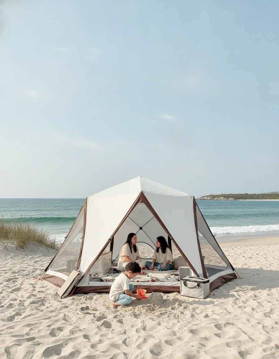 Tente de Plage Familiale XXL - Abri Solaire Automatique