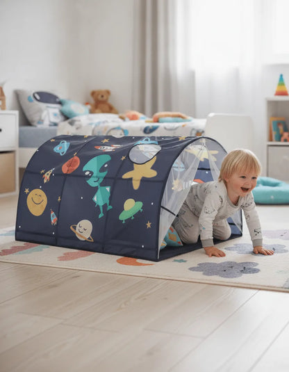 Tente Tunnel Enfant Pop-Up Etoiles et Lune