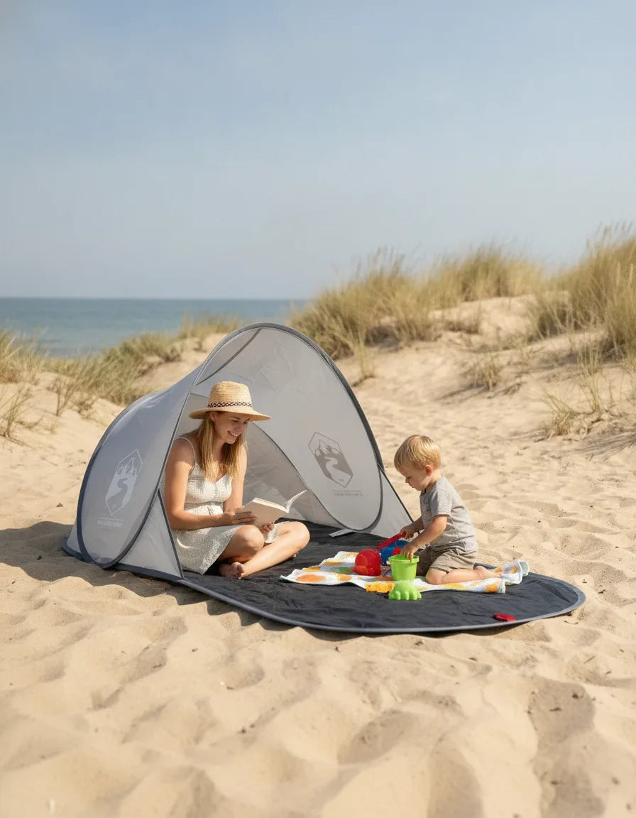 Demi Tente de Plage Pop-Up 2 Secondes Gris