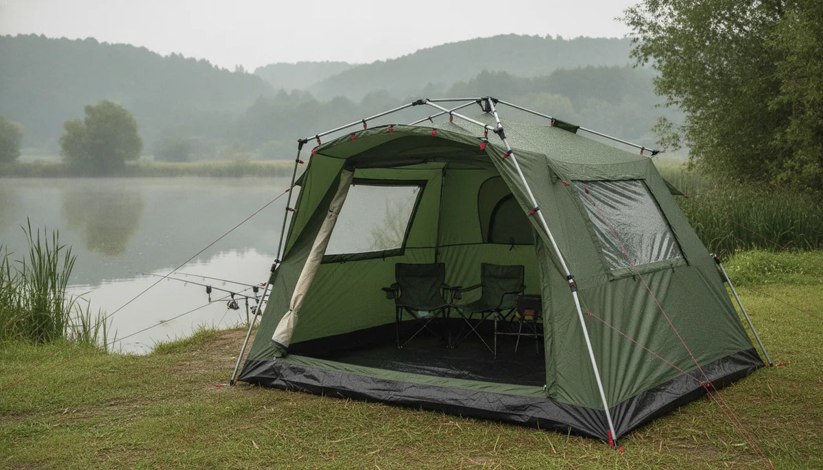 Tente de pêche carpe 4 personnes verte