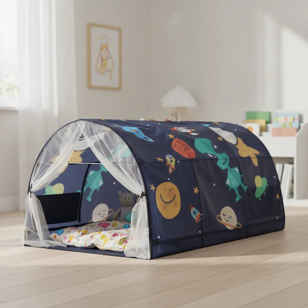 Tente Tunnel Enfant Pop-Up Etoiles et Lune