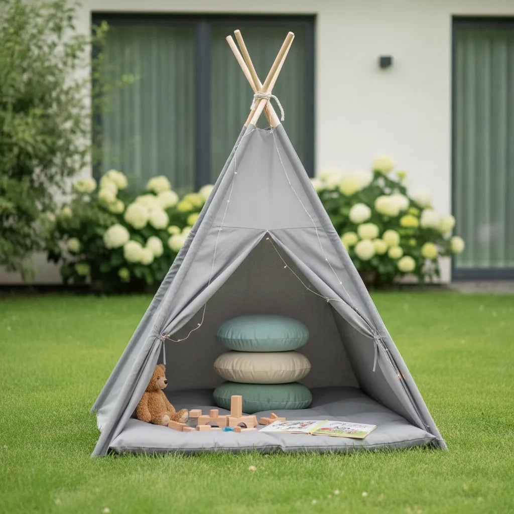 Tipi Enfant Bois Massif & Polyester - Jeu & Détente