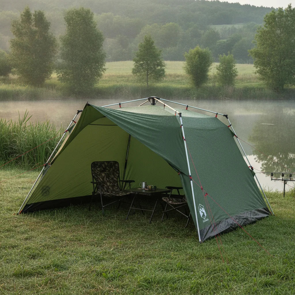 Tente de pêche carpe 4 personnes verte