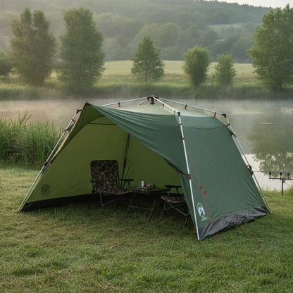 Tente de pêche carpe 4 personnes verte