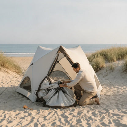 Tente de Plage Familiale XXL - Abri Solaire Automatique