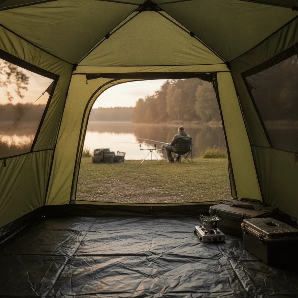 Tente de pêche carpe 4 personnes verte
