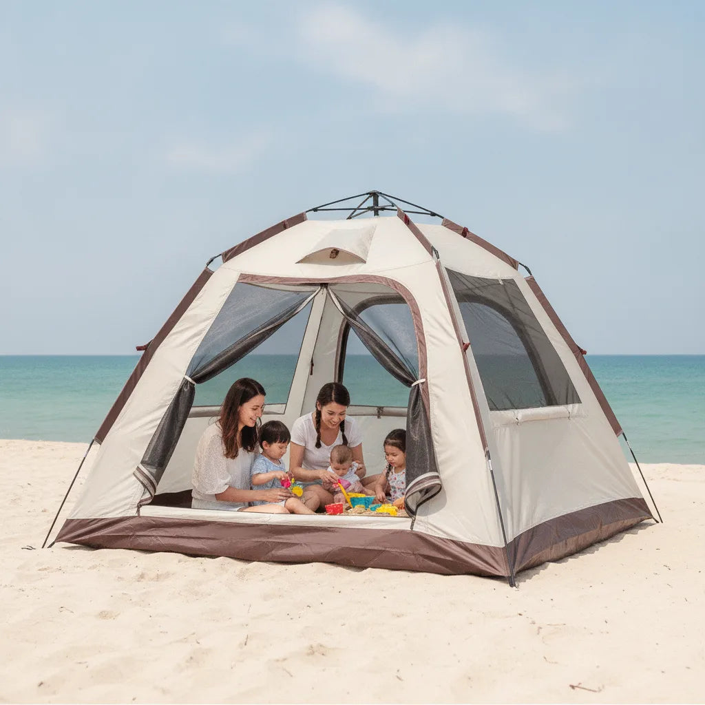 Tente de Plage Familiale XXL - Abri Solaire Automatique