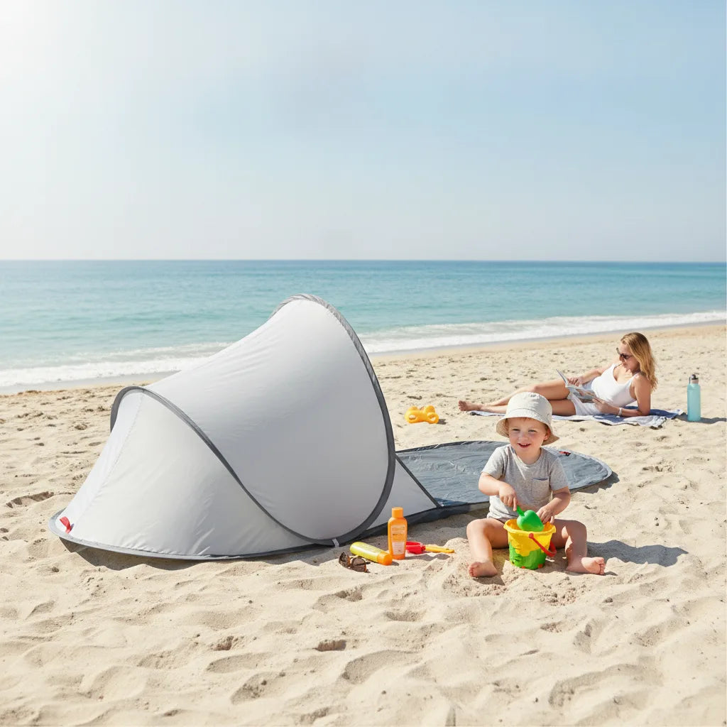 Demi Tente de Plage Pop-Up 2 Secondes Gris