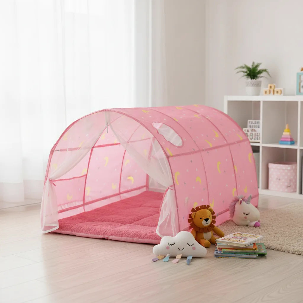Tente Tunnel Enfant Pop-Up Etoiles et Lune