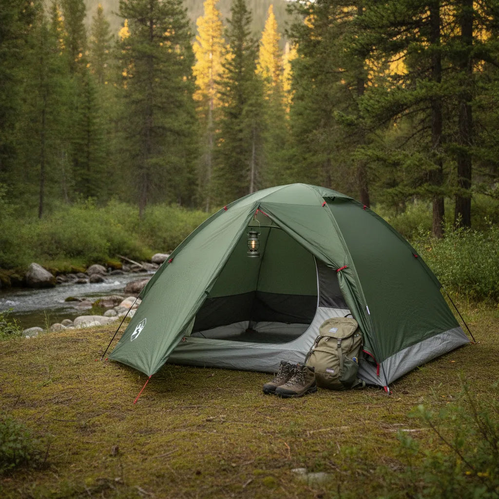 Tente Dôme 2 Places Vert Olive - Camping & Pêche