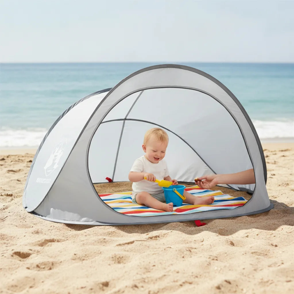 Demi Tente de Plage Pop-Up 2 Secondes Gris