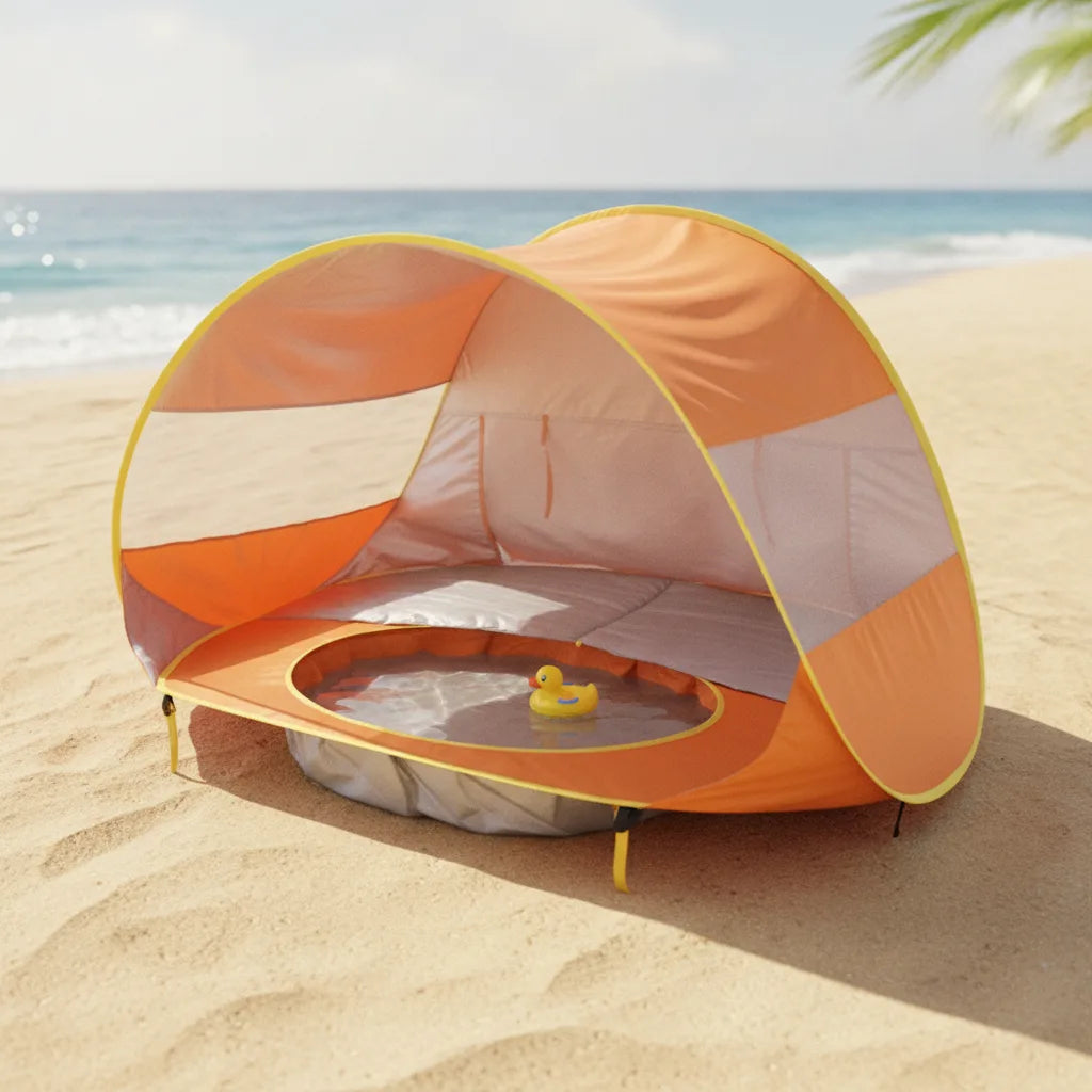 Tente de Plage Bébé Anti-UV avec Piscine Intégrée