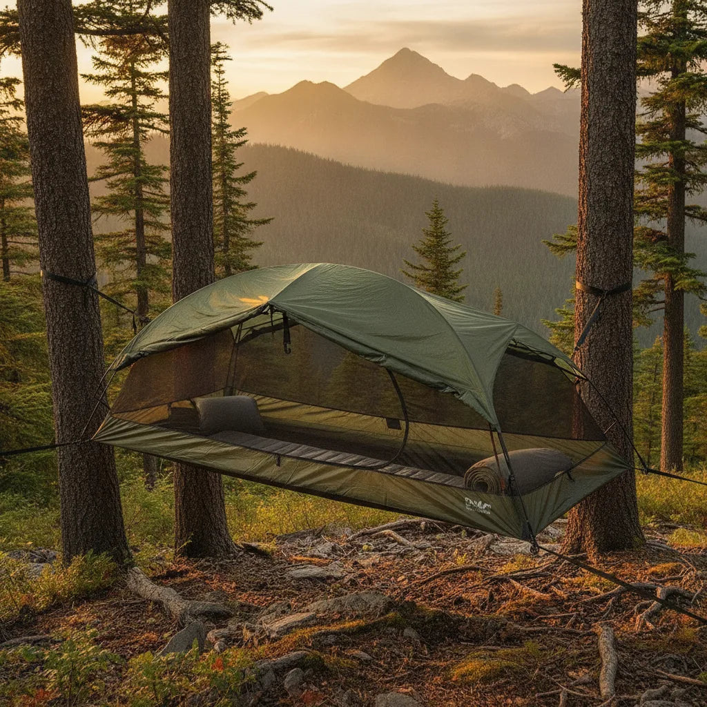 Hamac Tente Suspendu Vert - Bivouac Confortable