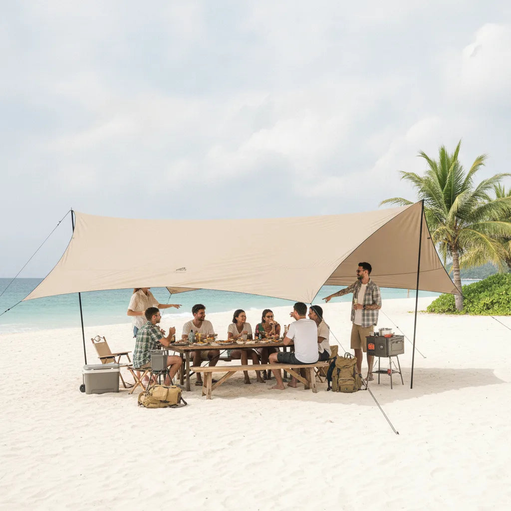 Tente Camping 10 Personnes 14m² Oxford 150D Anti-UV