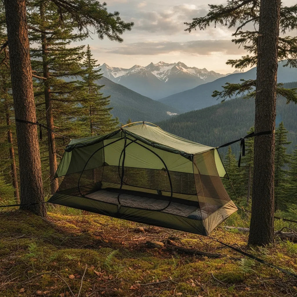 Hamac Tente Suspendu Vert - Bivouac Confortable