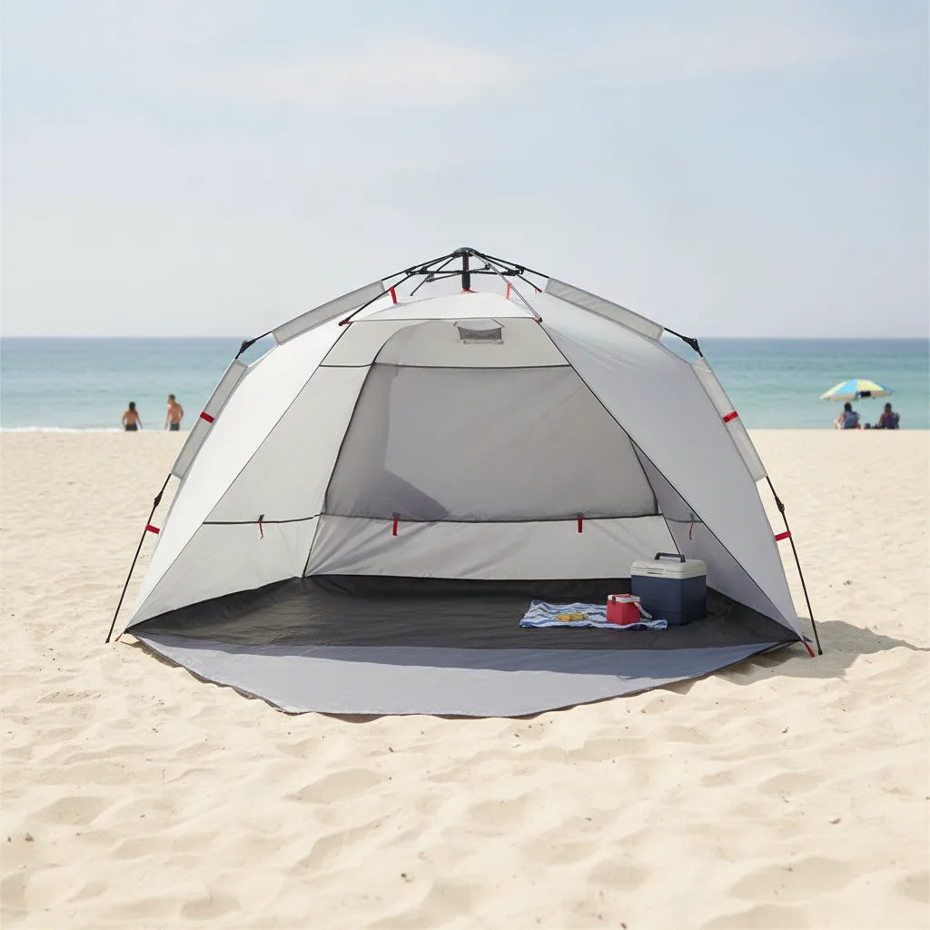 Tente de plage 3 personnes : déploiement instantané et ventilation
