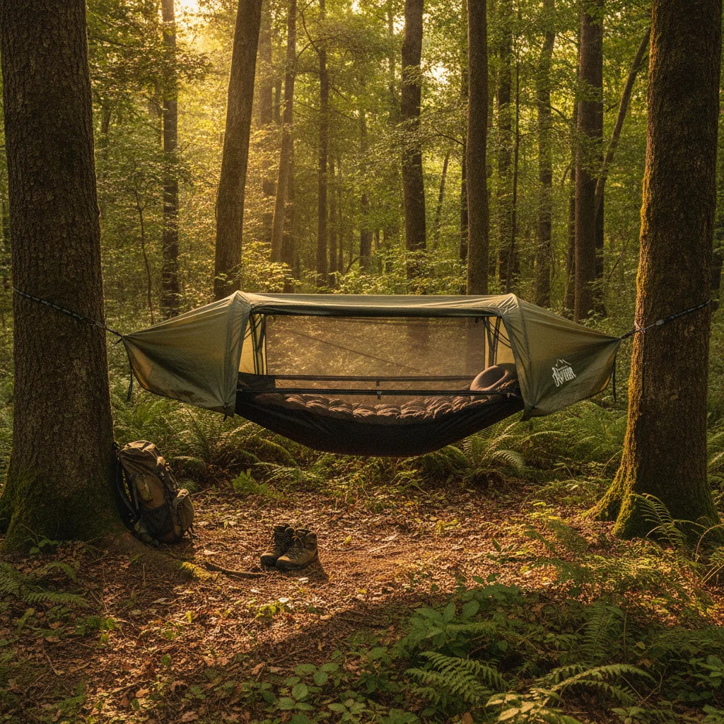 Hamac Tente 4-en-1 : Abri Nomade Imperméable