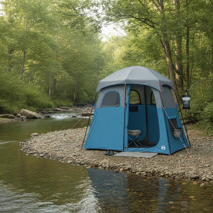 Tente de Douche Camping Polyvalente 2 Compartiments