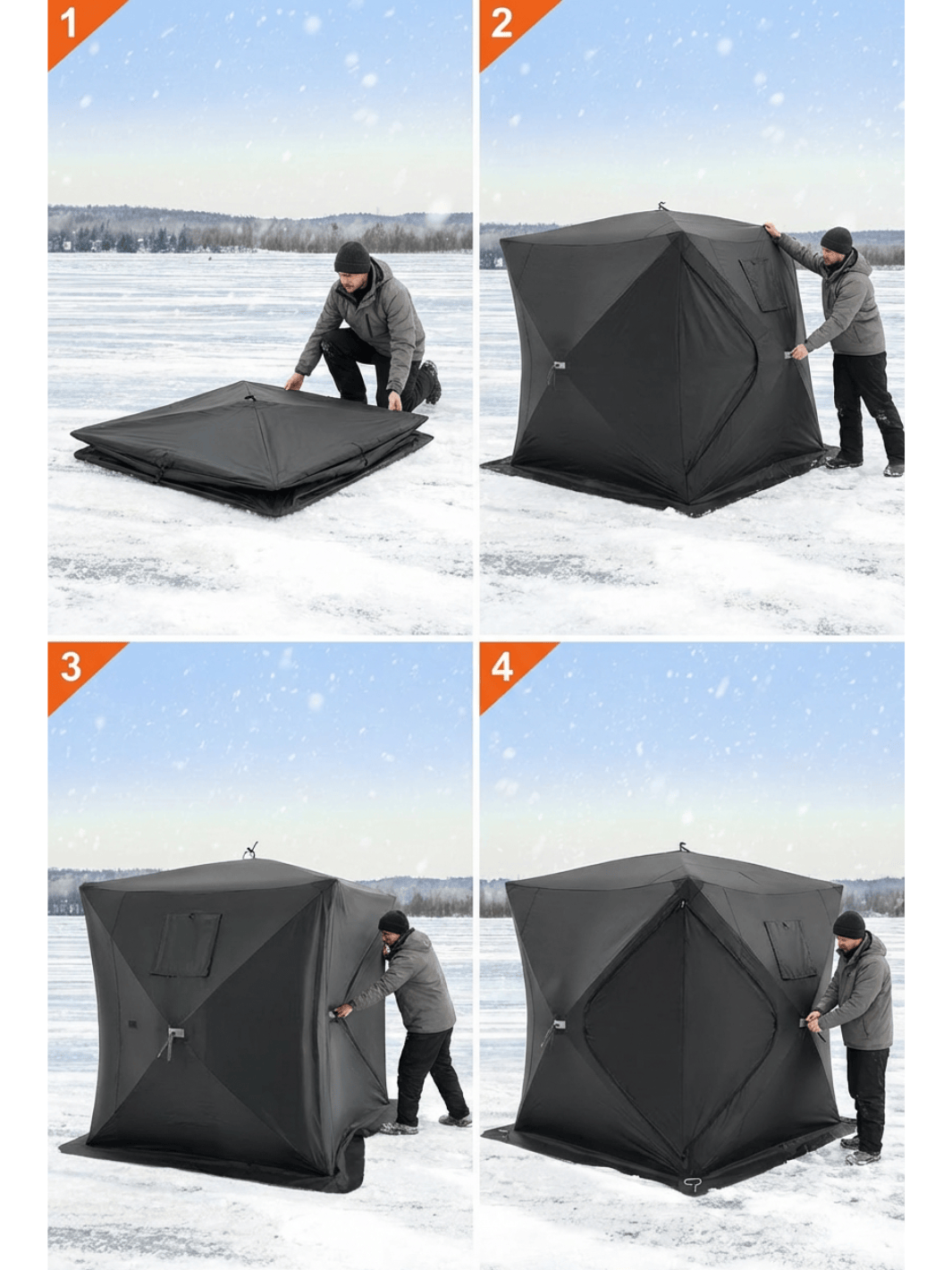Tente de Pêche sur Glace Pop-Up 3-4 Personnes